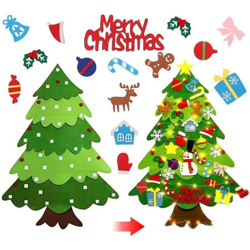 Árvore de Natal Montessori 32 Peças + Pisca Pisca