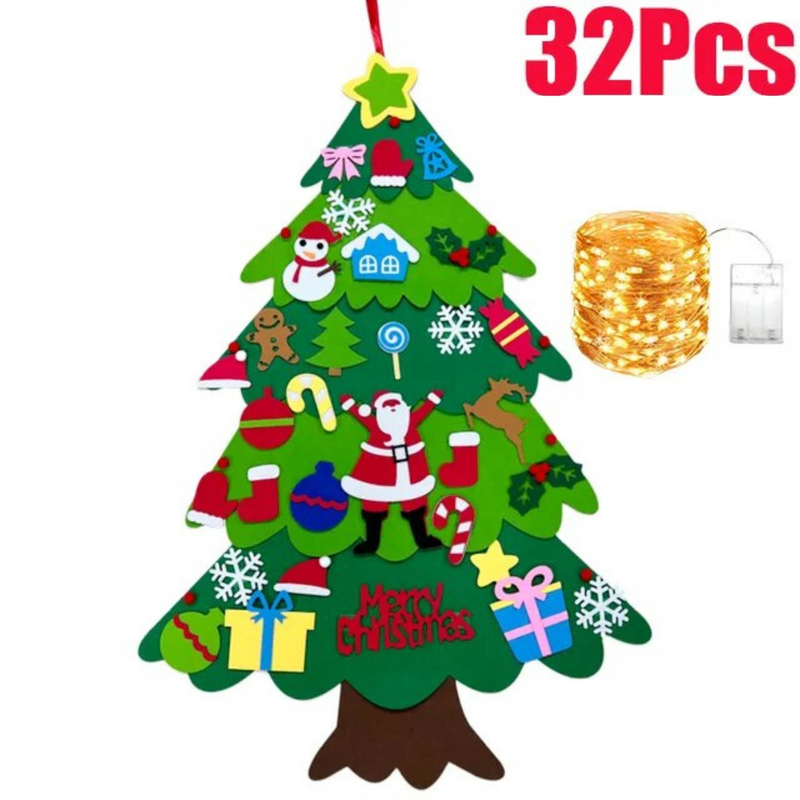Árvore de Natal Montessori 32 Peças + Pisca Pisca