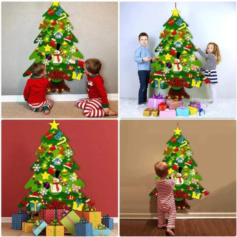 Árvore de Natal Montessori 32 Peças + Pisca Pisca